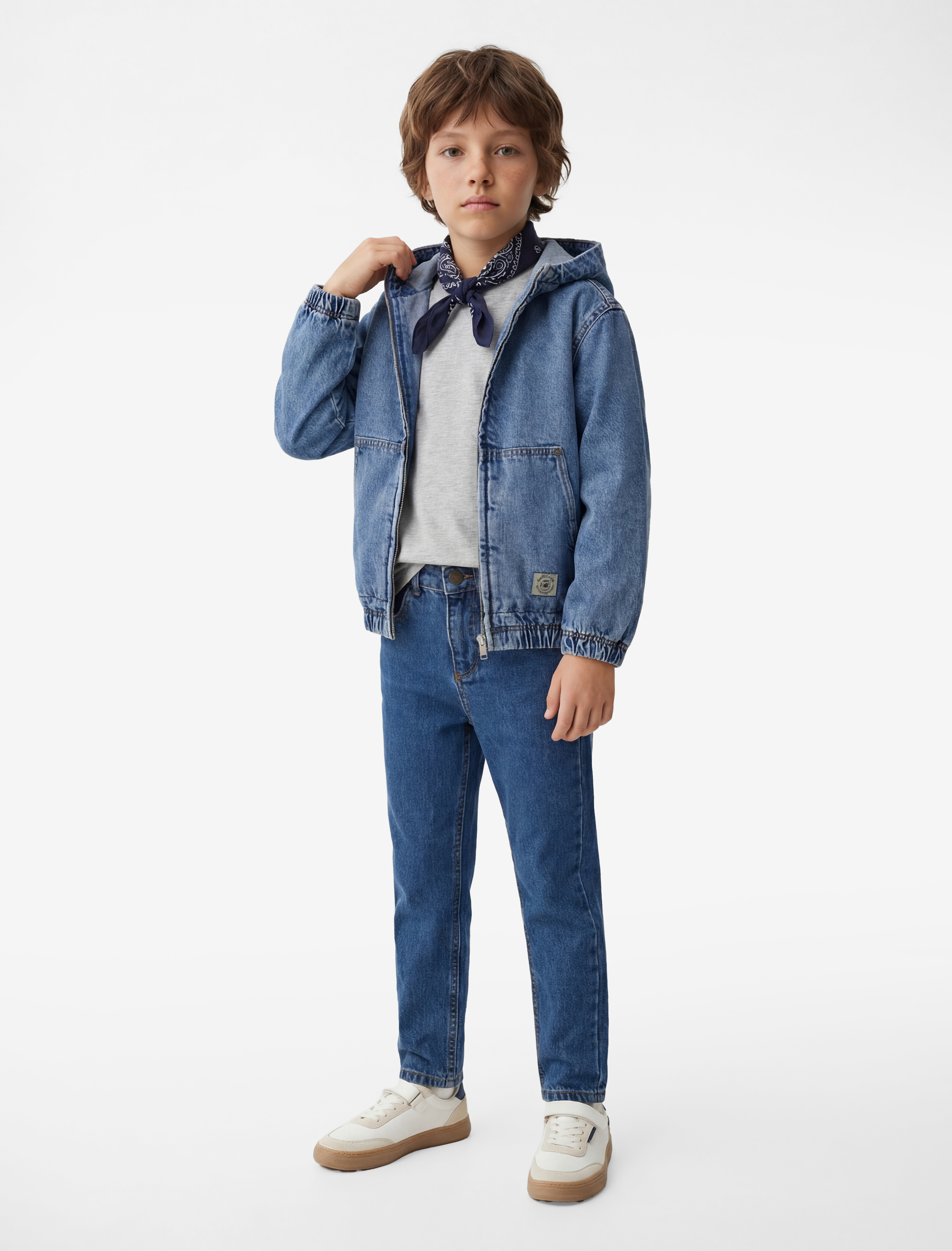  Erkek Çocuk Pamuklu Beli Ayarlanabilir Lastikli Jean Pantolon