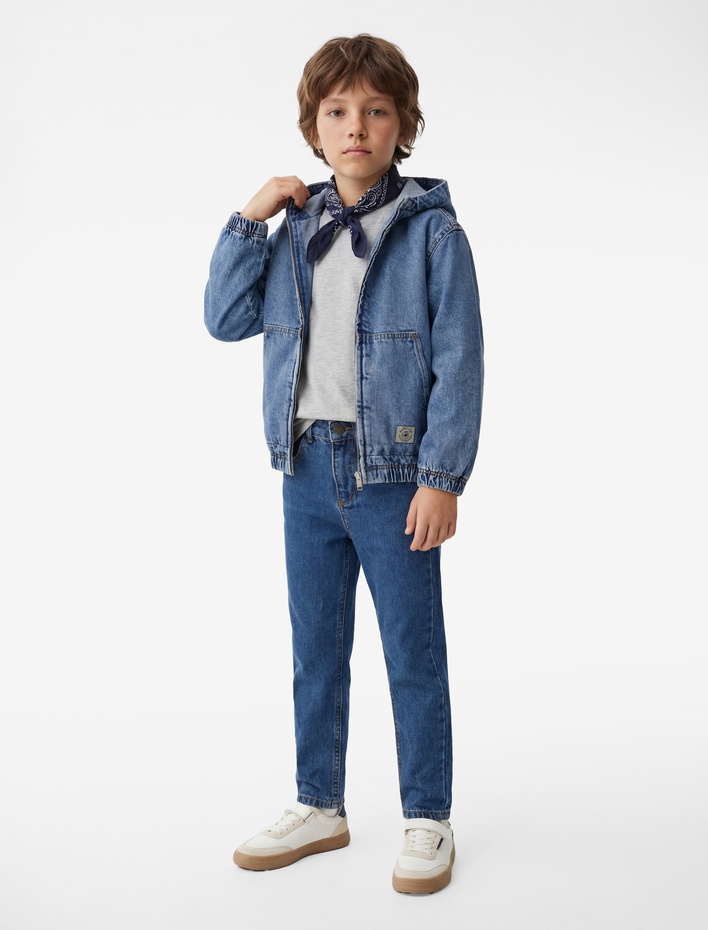 Erkek Çocuk Pamuklu Beli Ayarlanabilir Lastikli Jean Pantolon