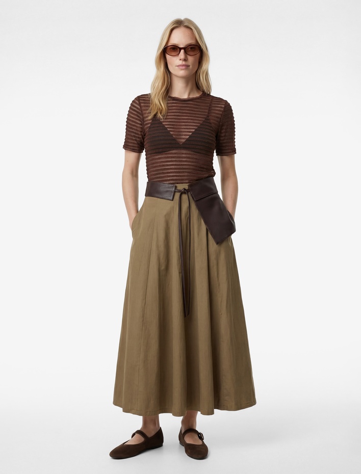  Regular Fit Kısa Kollu Bisiklet Yaka Yarı Transparan Tişört