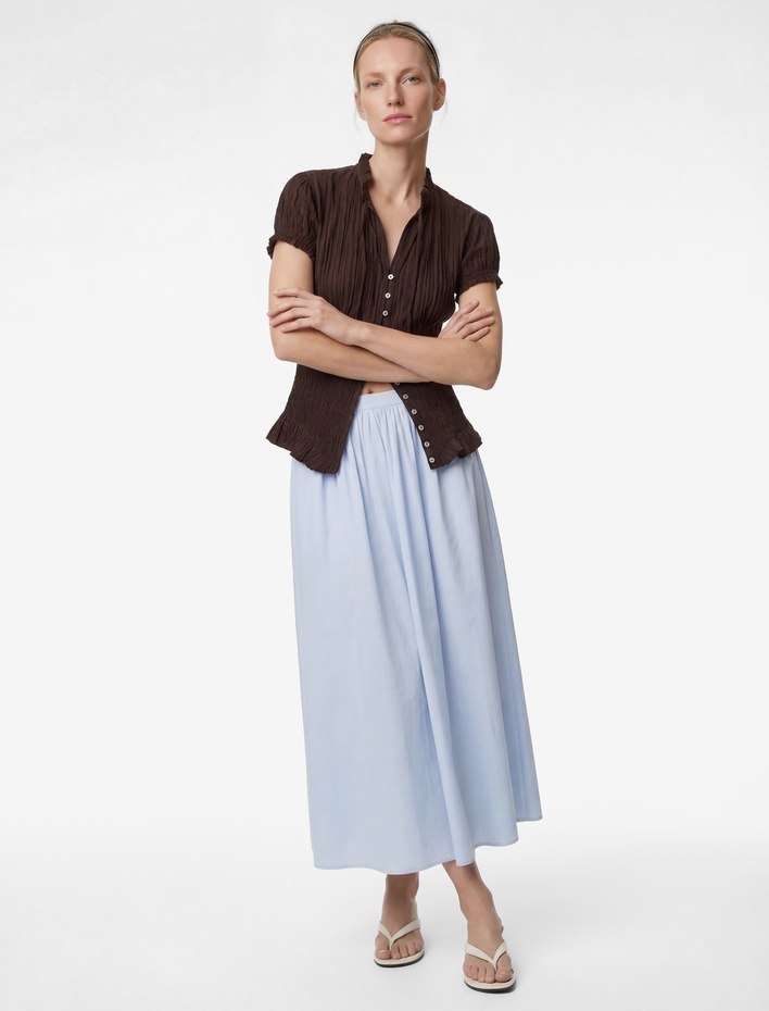  Pamuklu Çan Kesim Poplin Midi Etek