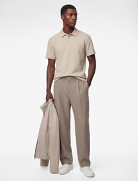 Regular Fit Kısa Kollu Dokulu Pamuklu Polo Yaka Tişört