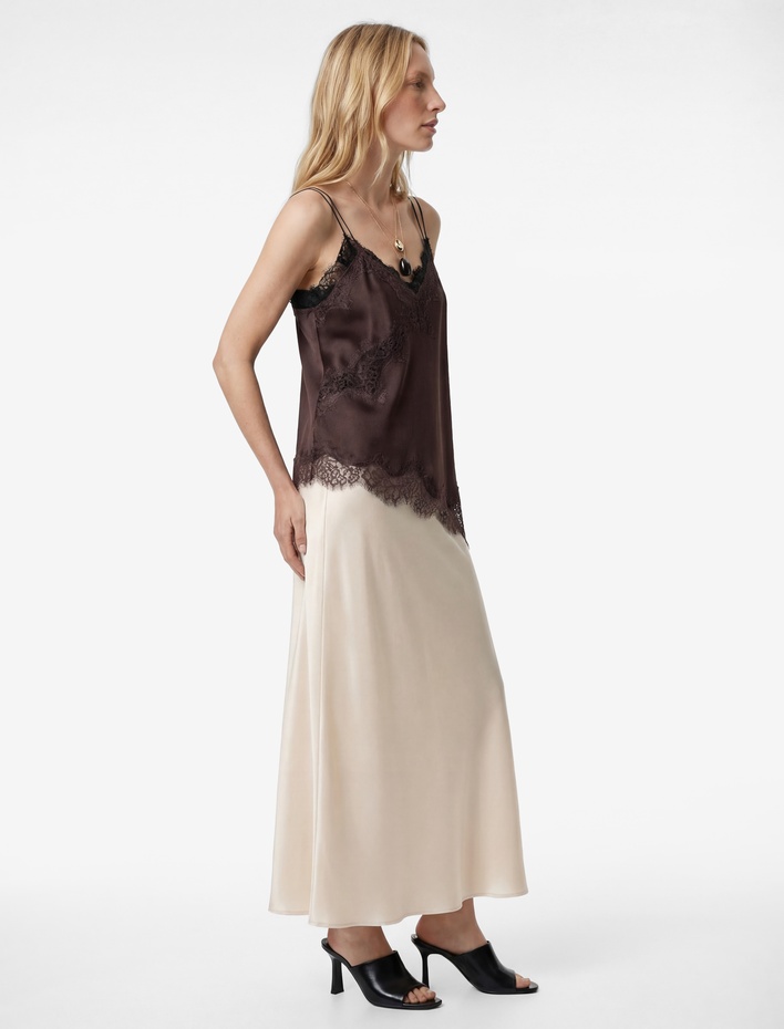  Standart Bel Slim Fit Midi Saten Etek