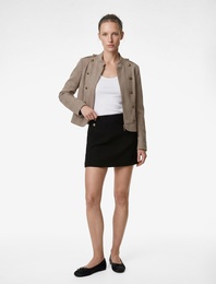 Aksesuar Düğme Detaylı A Kesim Cepli Mini Tüvit Etek