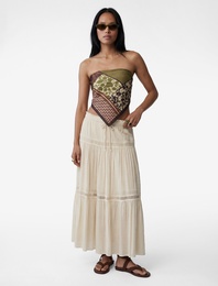 Rahat Kalıp Viskon Bağcık Detaylı Midi Boy Kloş Etek