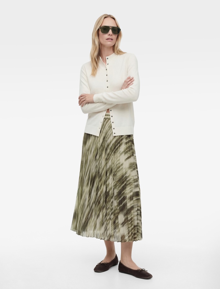  Pileli Soyut Desenli Midi Etek
