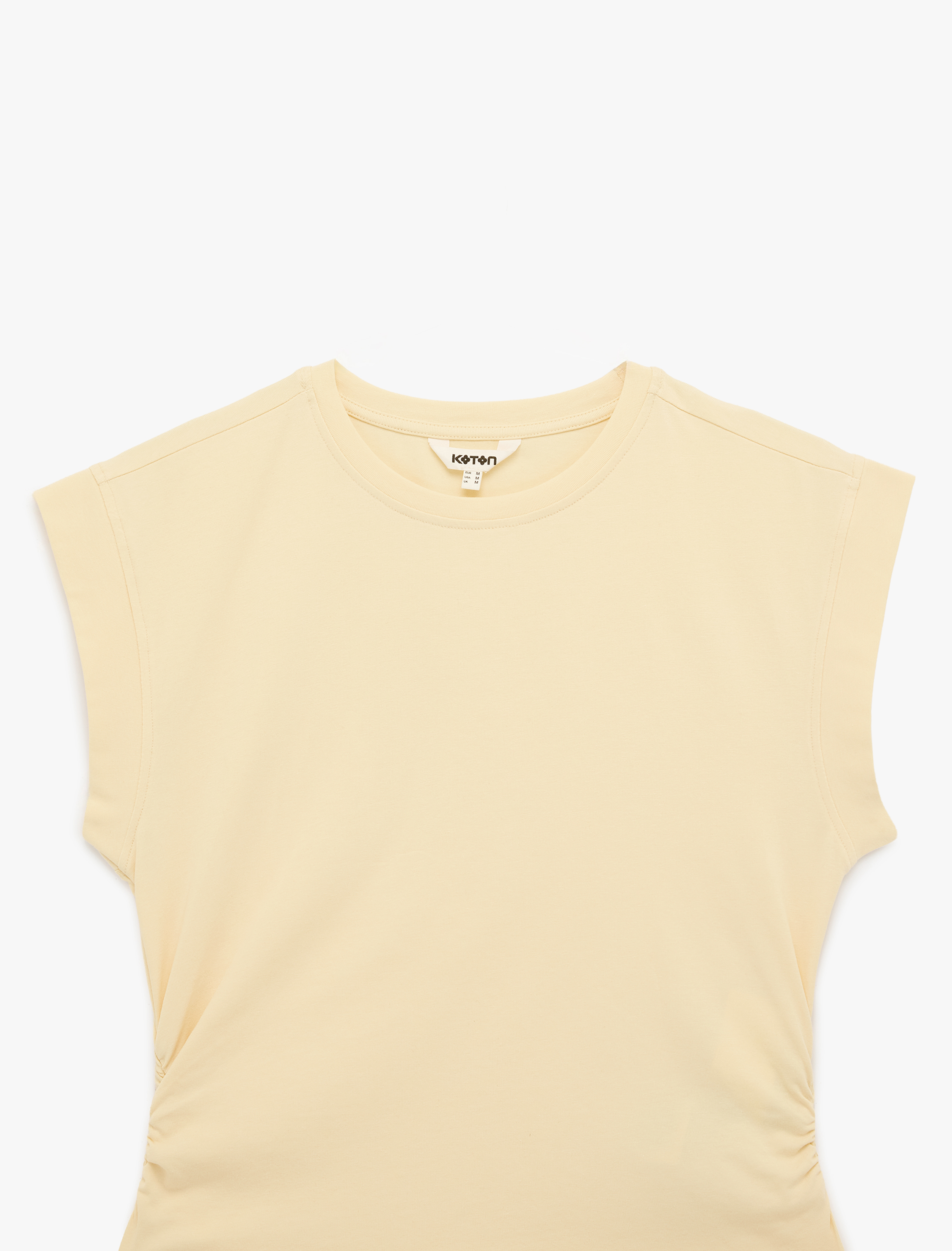   Kısa Kollu Bisiklet Yaka Pamuklu Slim Fit Büzgülü Tişört