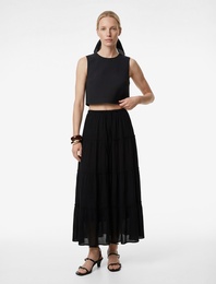 Bol Kesim Kloş Viskon Midi Etek