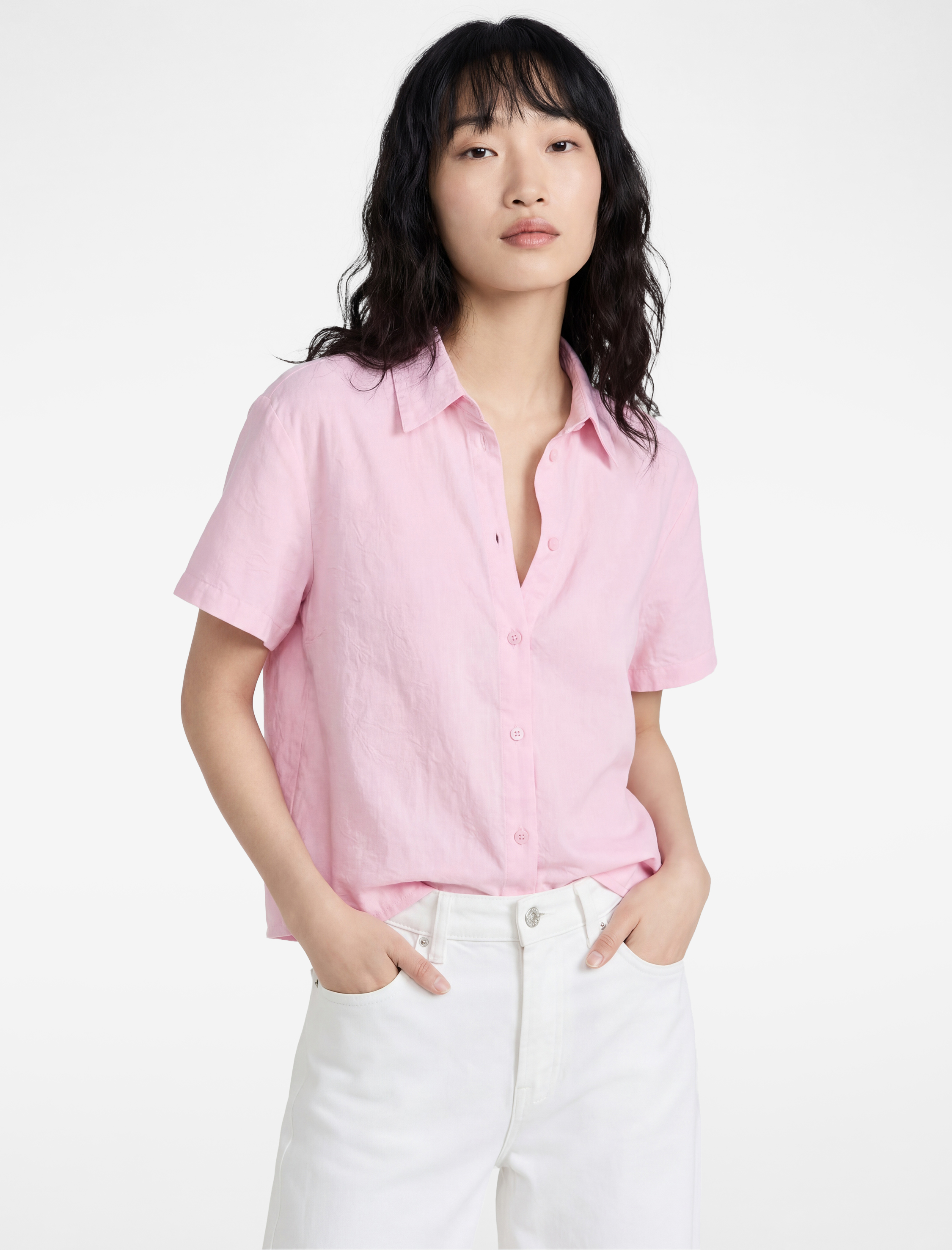   Regular Fit Klasik Yaka Düğmeli Pamuklu Kısa Kollu Gömlek