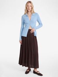 Normal Bel Pilili Kloş Midi Etek