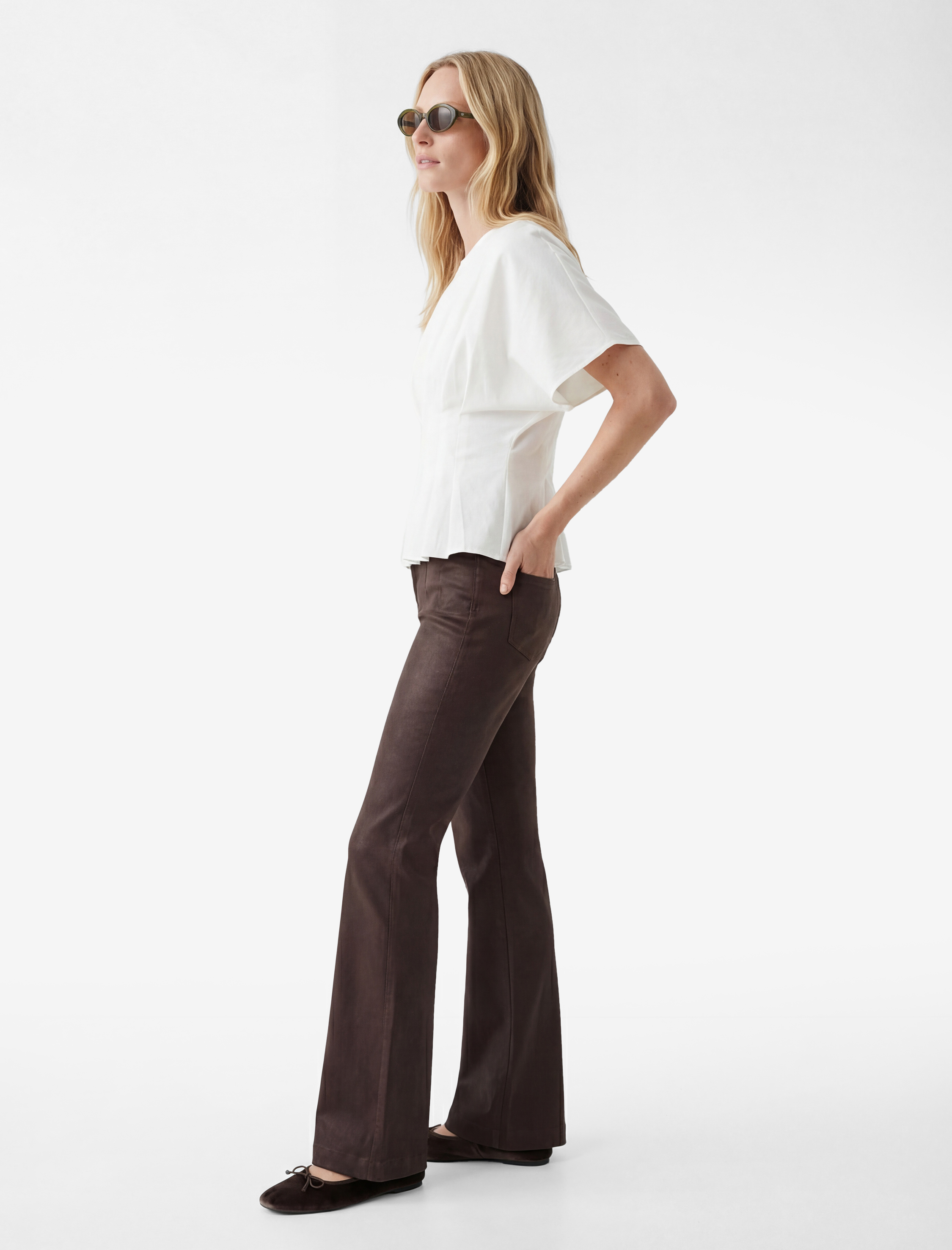   Bisiklet Yaka Regular Fit Modal Kolsuz Drapeli Bluz