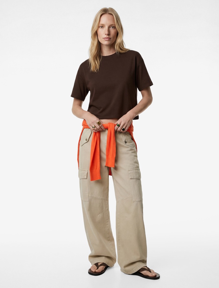  Modal Kumaş Kısa Kollu Bisiklet Yaka Tişört