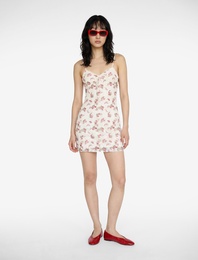 Rahat Kalıp İp Askılı A Kesim Çiçekli Dantelli Mini Elbise