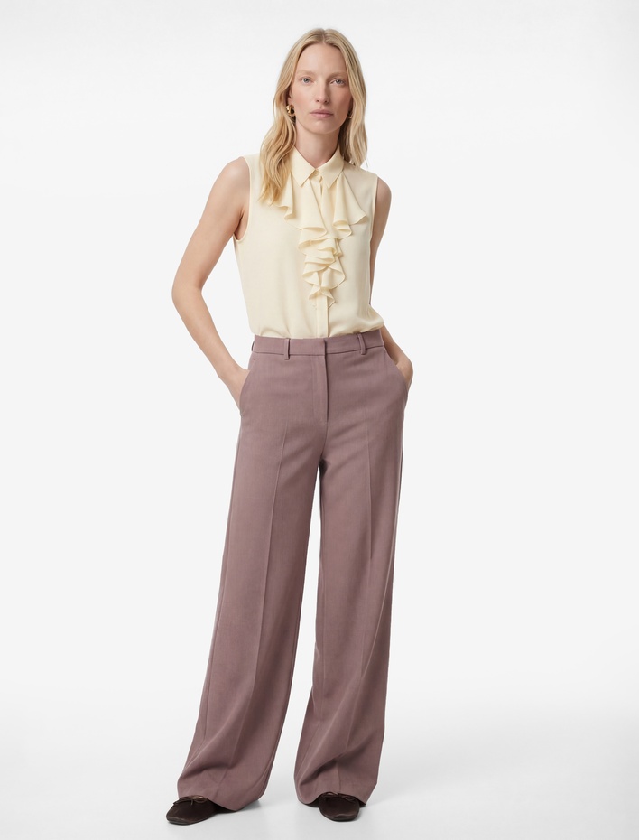  Kolsuz Fular Yaka Volanlı Bluz