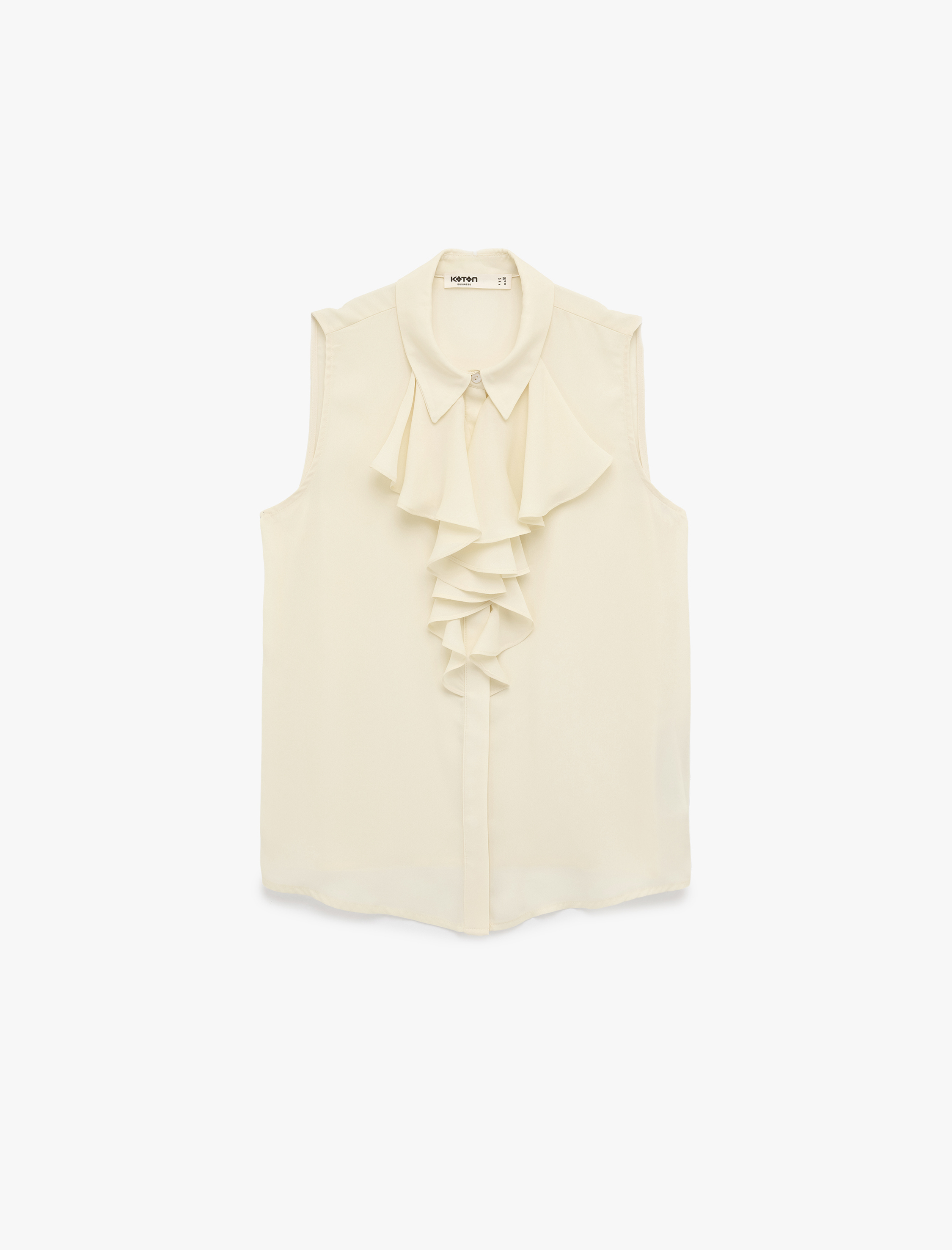   Kolsuz Fular Yaka Volanlı Bluz