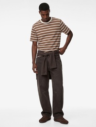 Regular Fit Viskon Karışımlı Kısa Kollu Bisiklet Yaka Tişört