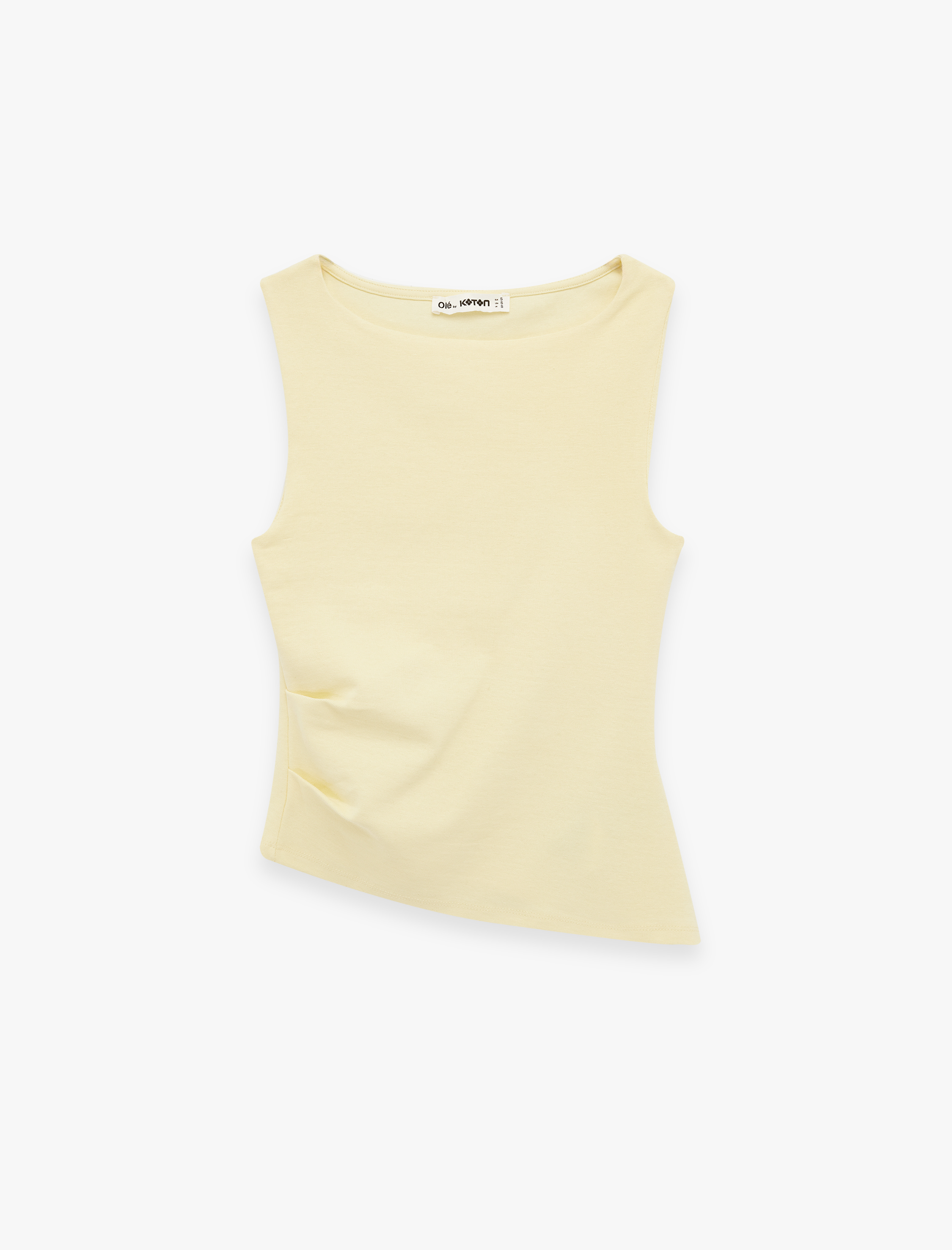   Slim Fit Asimetrik Kesim Kolsuz Kayık Yaka Bluz