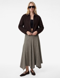 Volanlı Asimetrik Kesim Midi Etek