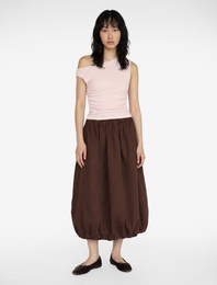 Asimetrik Yaka Kolsuz Slim Fit Drapeli Bluz