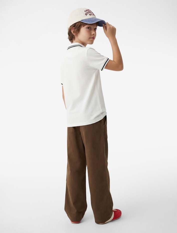 Erkek Çocuk Fermuar Detaylı Kısa Kollu Pamuklu Polo Yaka Tişört