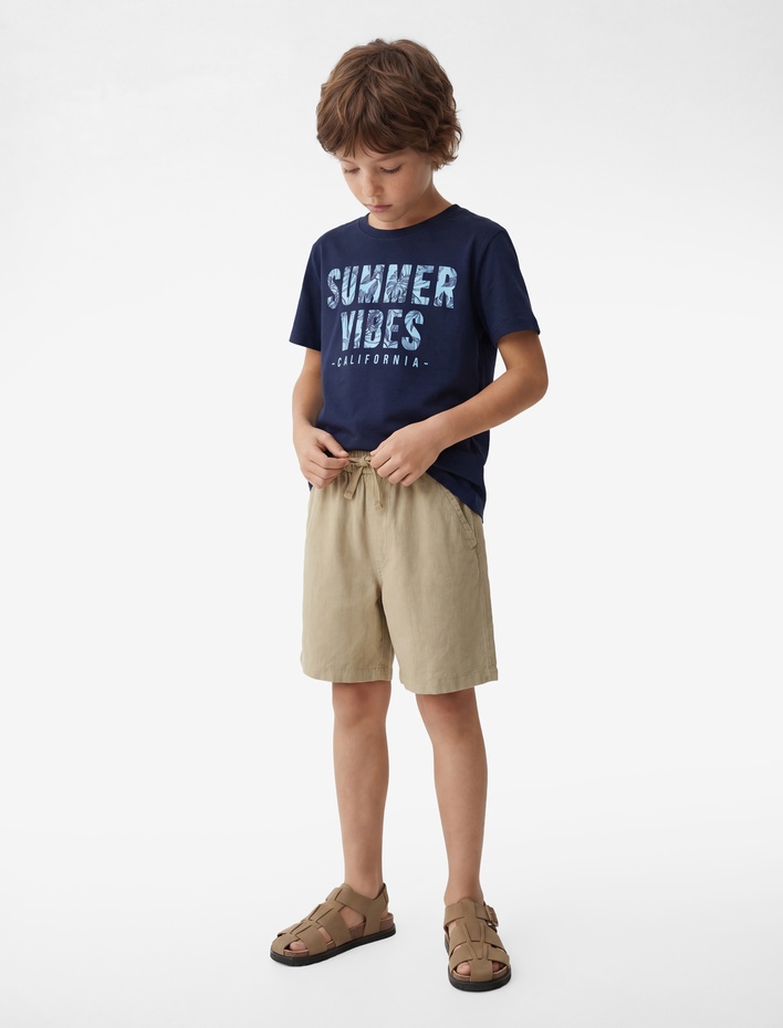 Erkek Çocuk Baskılı Kısa Kollu Bisiklet Yaka Pamuklu Tişört