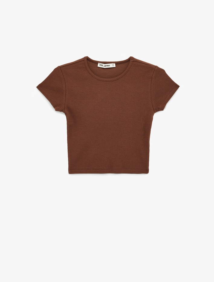  Pamuklu Kısa Kollu Bisiklet Yaka Slim Fit Kaşkorse Tişört