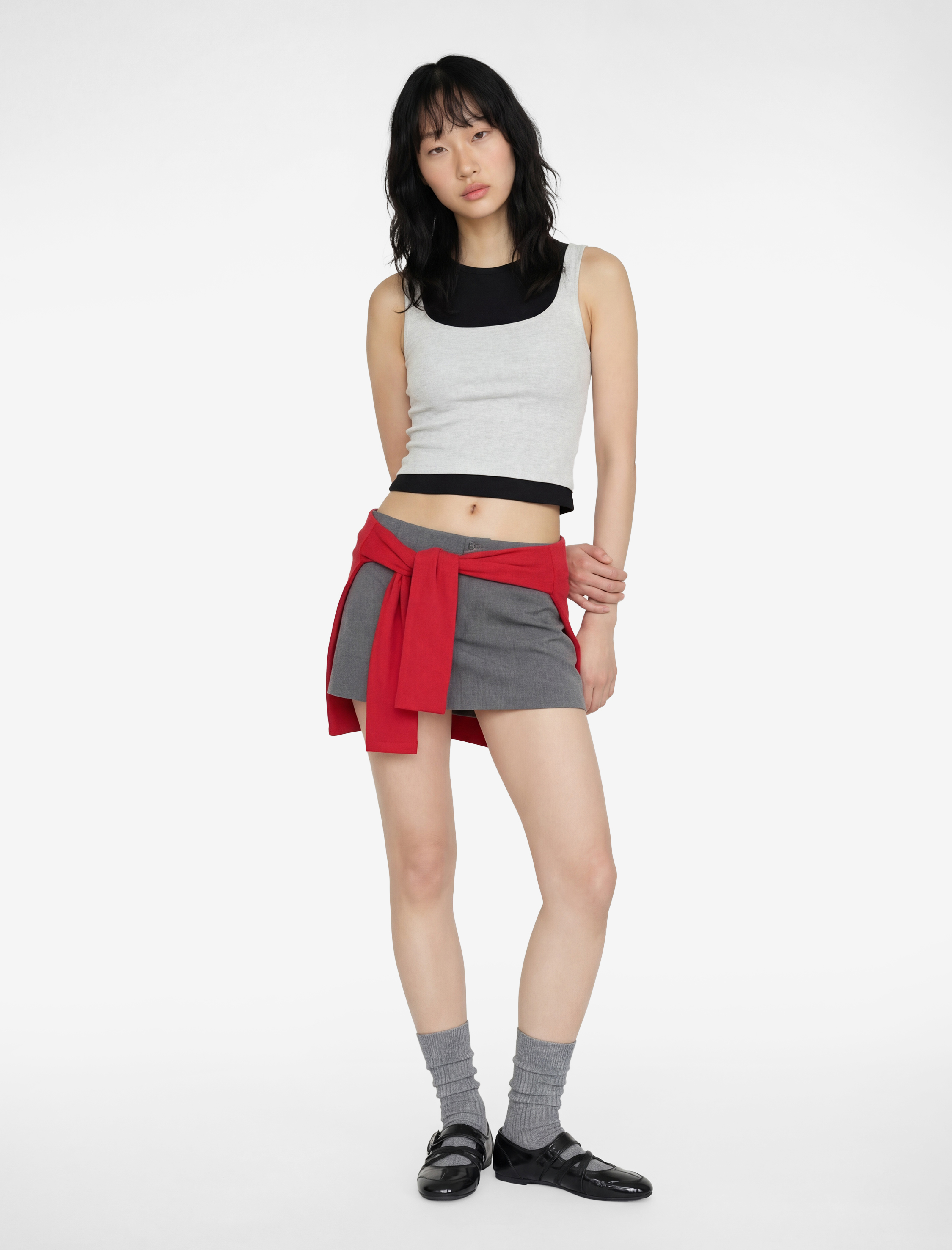   Slim Fit Kolsuz Kare Yaka Pamuklu Bluz