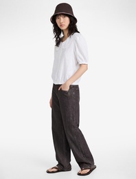 Viskon Karışımlı Düğmeli Kısa Kollu Bebe Yaka Bluz