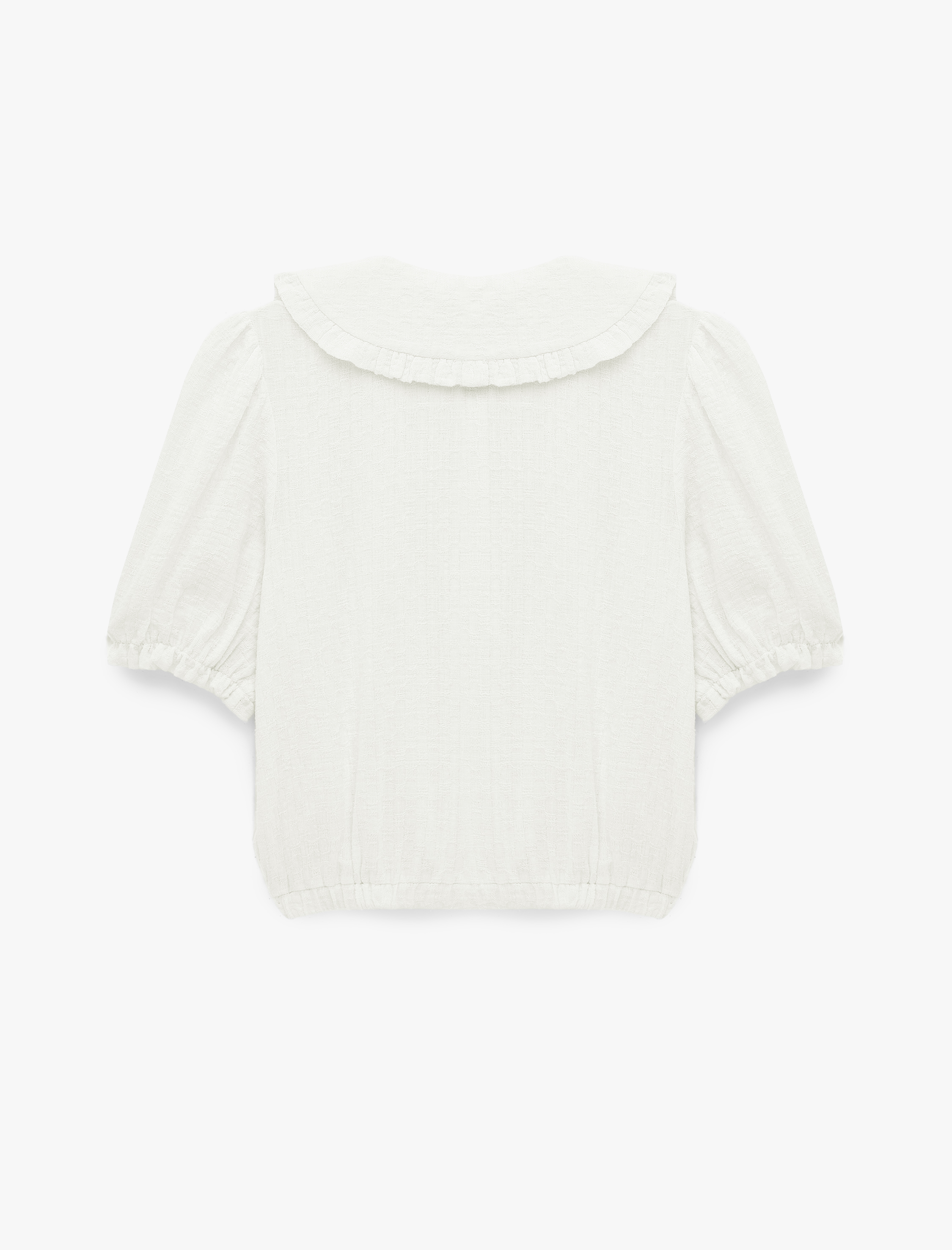   Viskon Karışımlı Düğmeli Kısa Kollu Bebe Yaka Bluz