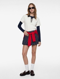 Modal Karışımlı Düğmeli Biyeli Kısa Kollu Pamuklu Polo Yaka Tişört