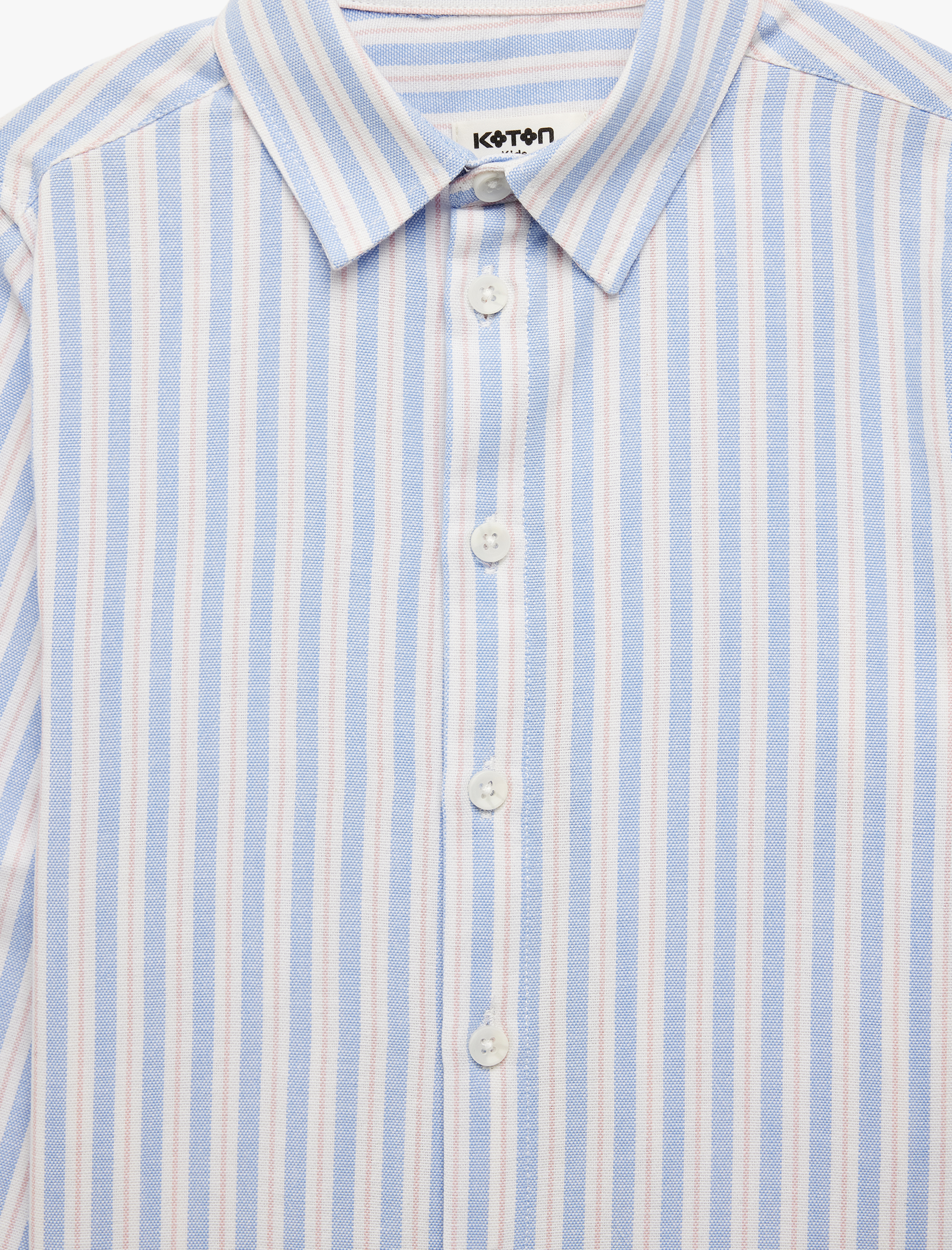  Erkek Çocuk Pamuklu Uzun Kollu Gömlek Yaka Çizgili Gömlek