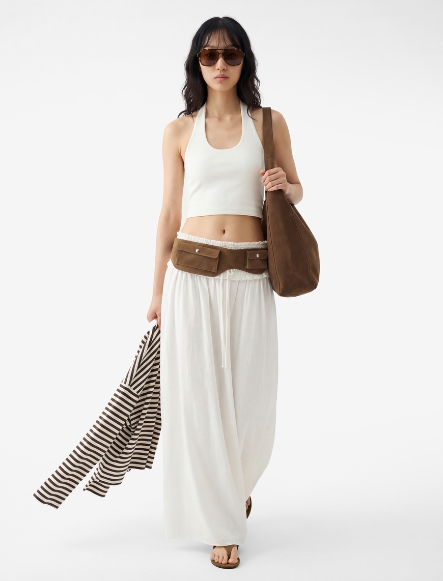 Koton Kadın Halter Yaka Kolsuz Pamuklu Crop Bluz
