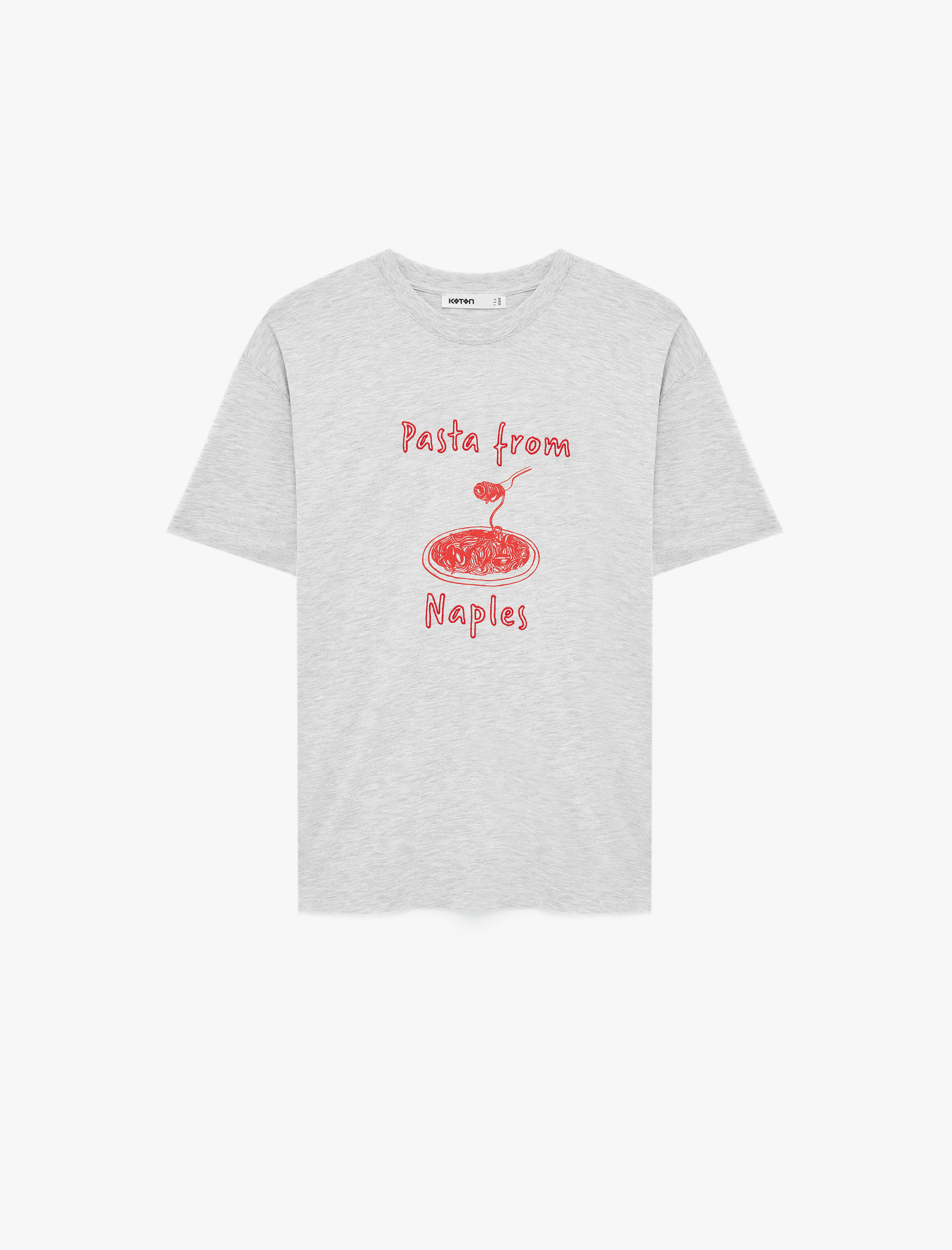   Kısa Kollu Bisiklet Yaka Nakış ve Baskı Detaylı Tişört