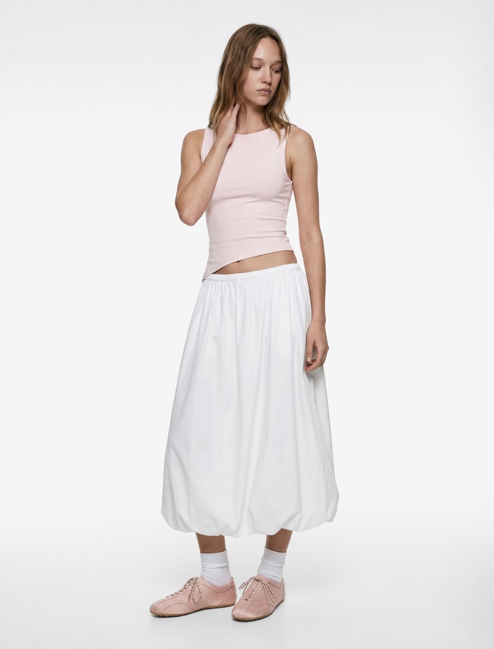  Slim Fit Viskon Kolsuz Asimetrik Degaje Yaka Bluz