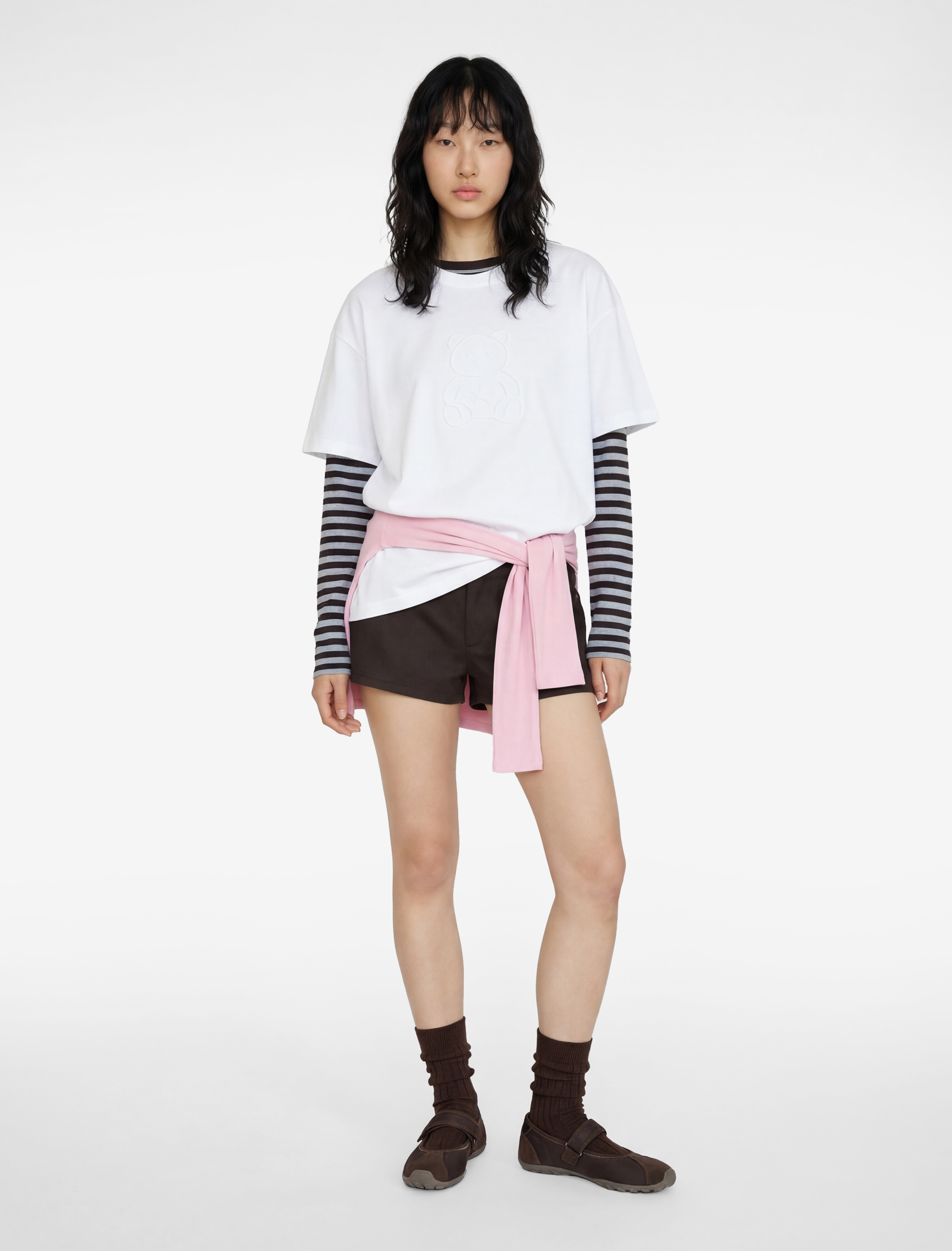   Ayıcık Baskılı Kısa Kollu Baskılı Pamuklu Oversize Tişört