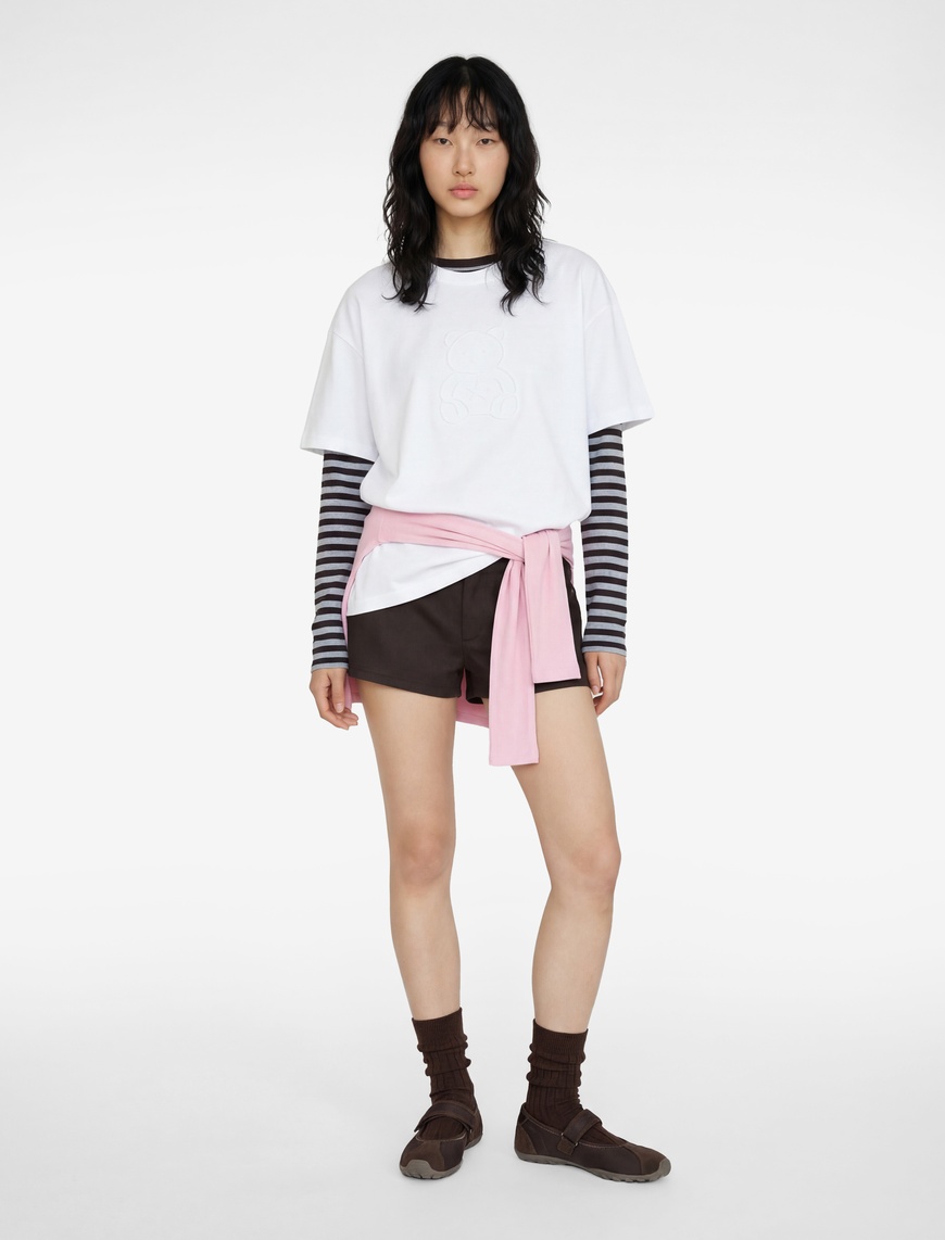 Koton Kadın Ayıcık Baskılı Kısa Kollu Baskılı Pamuklu Oversize T-Shirt