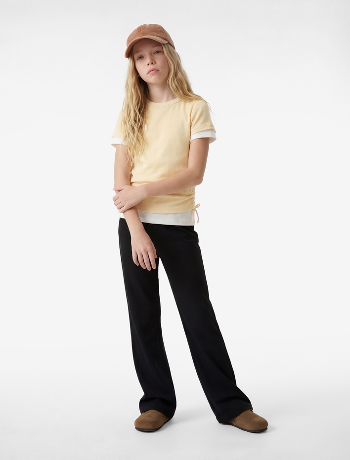 Kız Çocuk Dar Kalıp İspanyol Paça Tayt