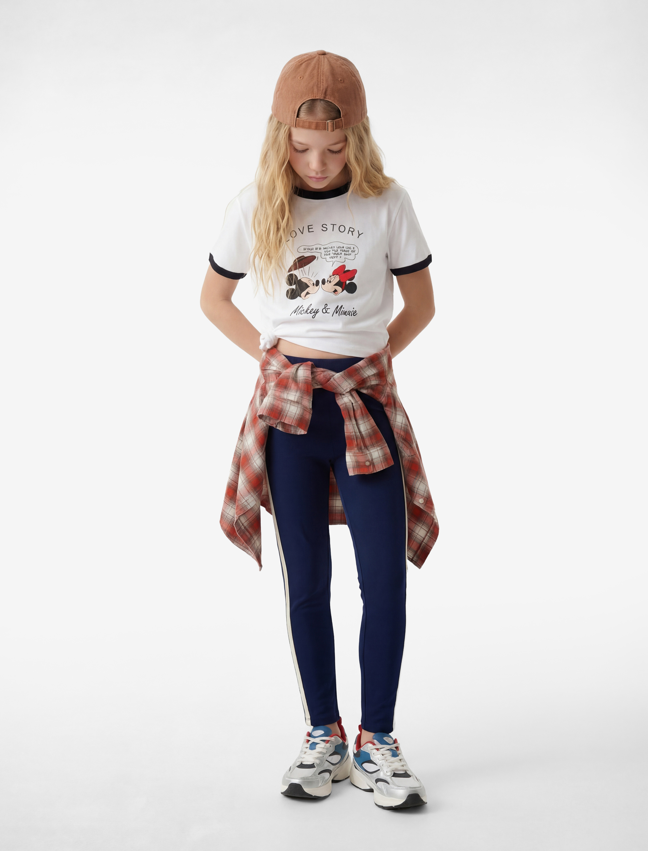  Kız Çocuk Şerit Detaylı Beli Lastikli Tayt