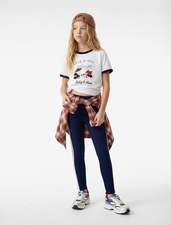 Kız Çocuk Şerit Detaylı Beli Lastikli Tayt
