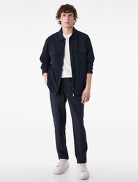 Duble Paça Cepli Beli Lastikli Düğmeli Pantolon