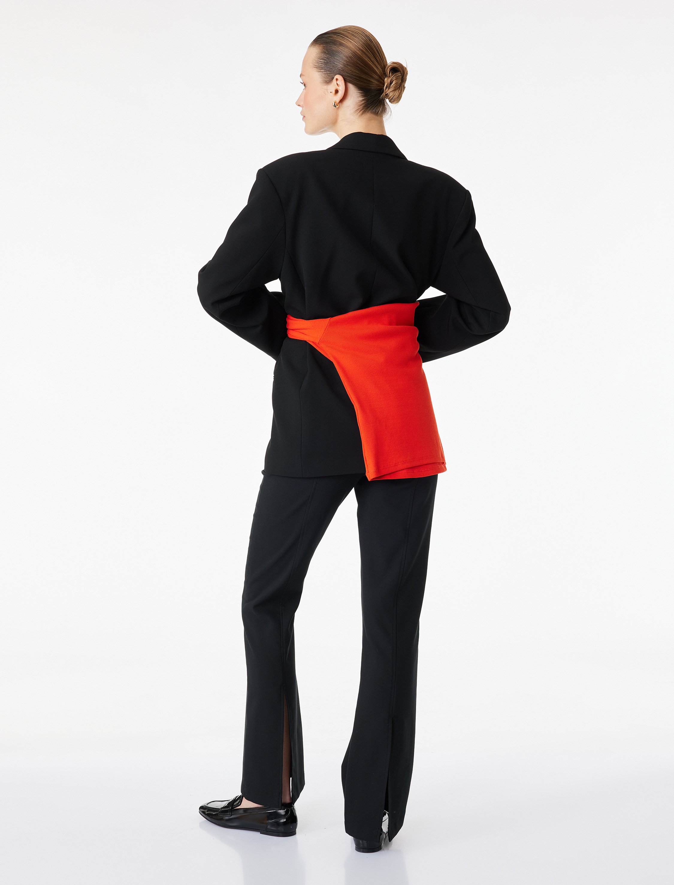   Viskon Karışımlı Slim Fit Yüksek Bel İspanyol Paça Pantolon