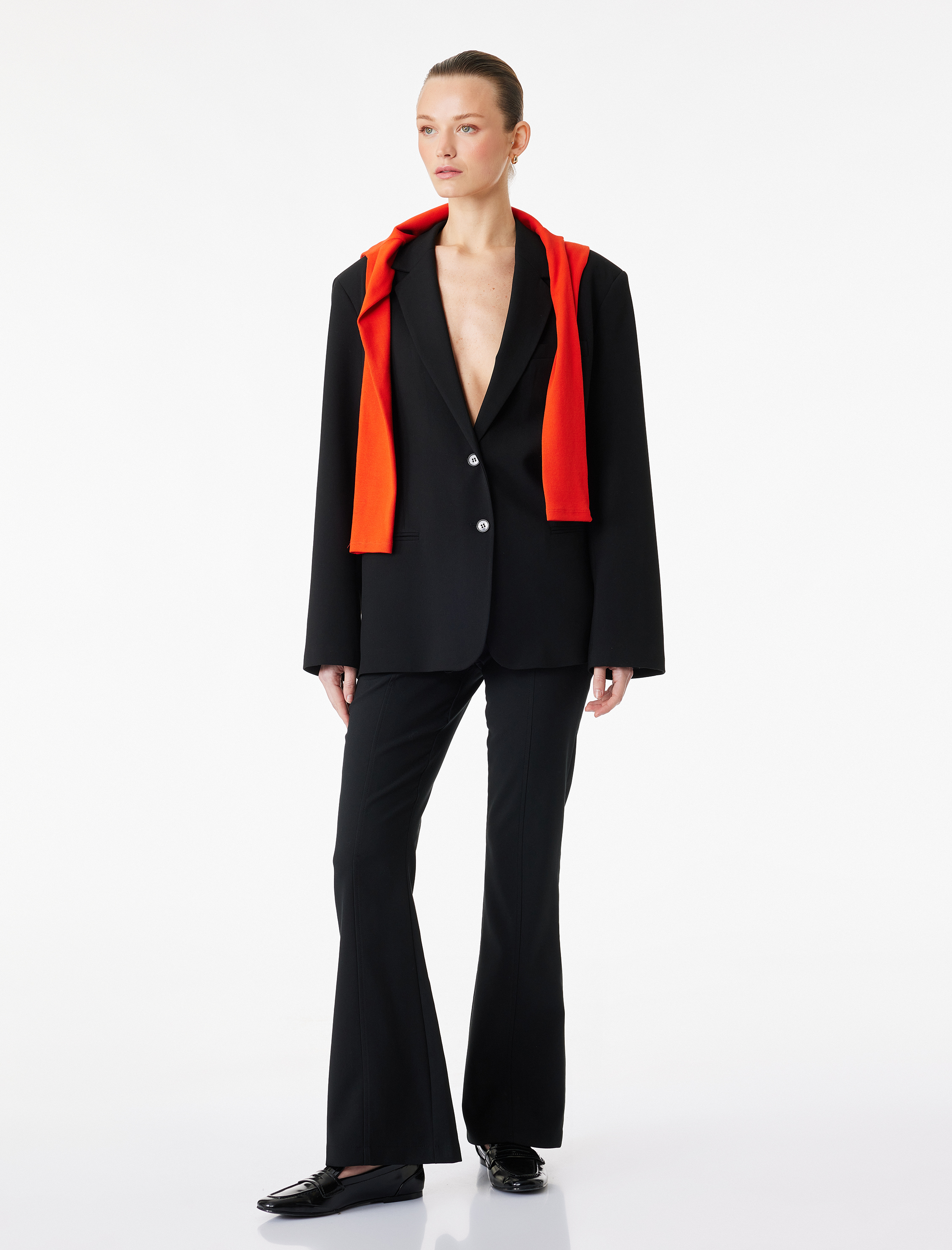   Viskon Karışımlı Slim Fit Yüksek Bel İspanyol Paça Pantolon