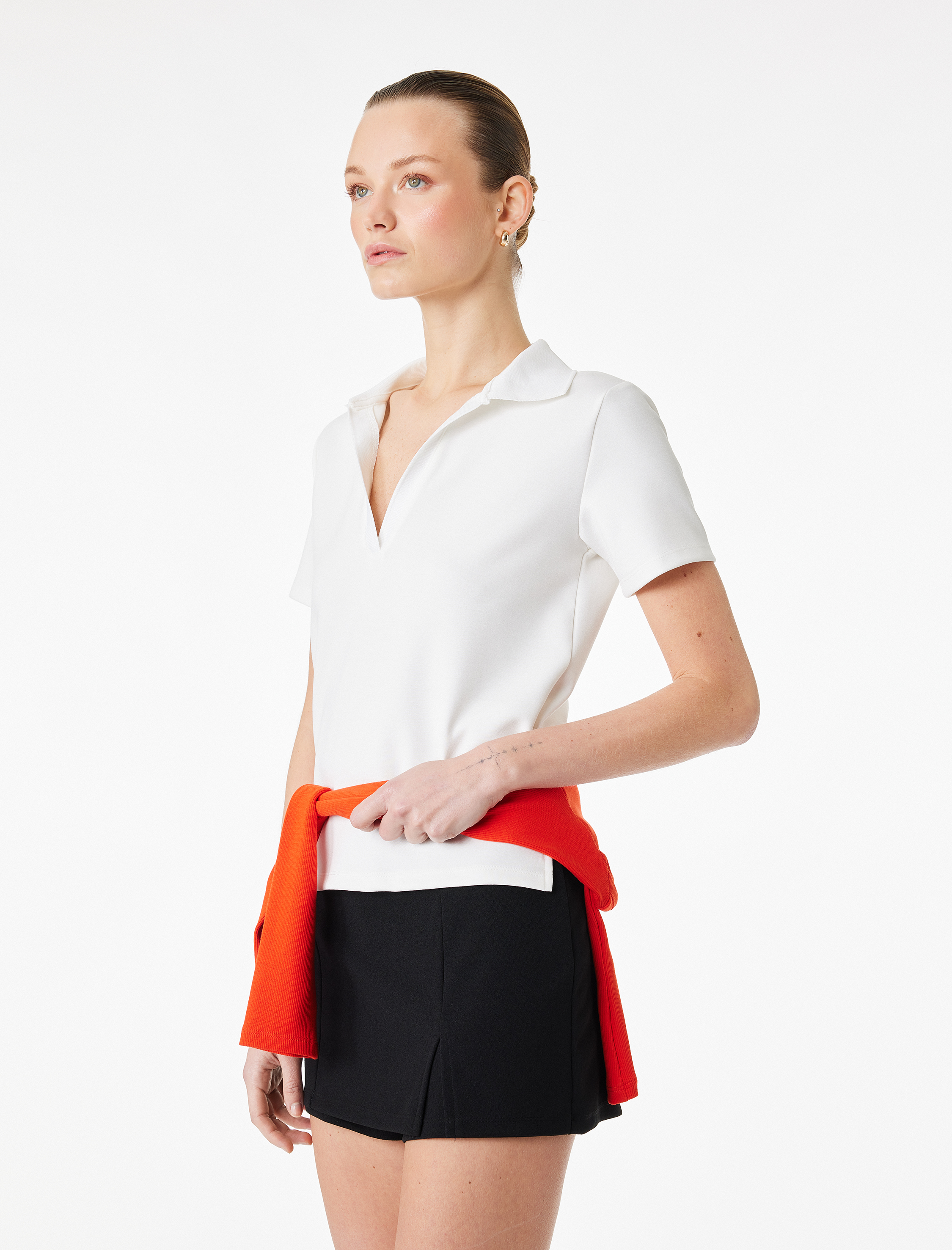   Krep Scuba Kumaş Yırtmaçlı Mini Şort Etek