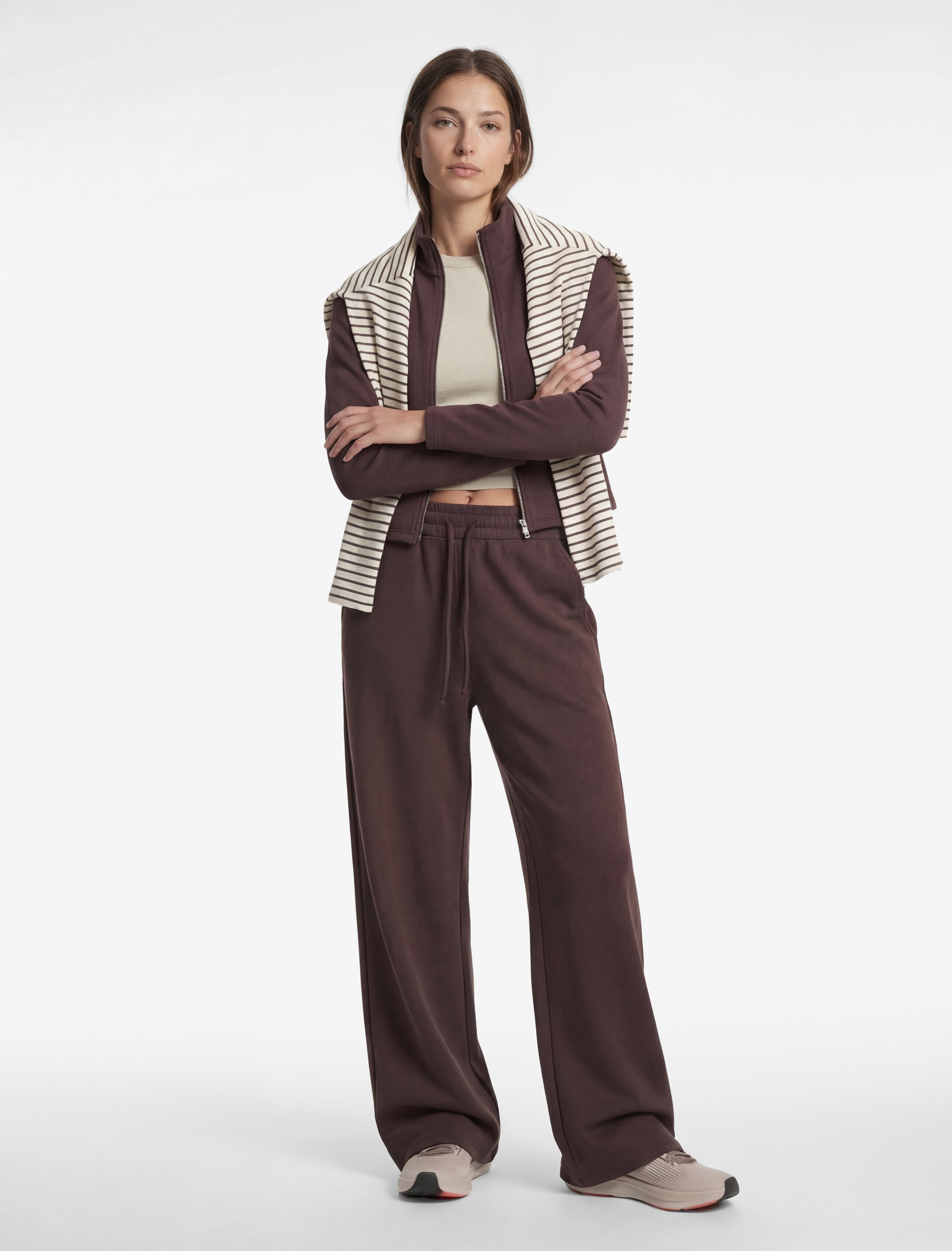   Viskon Karışımlı Dik Yaka Uzun Kollu Fermuarlı Spor Ceket