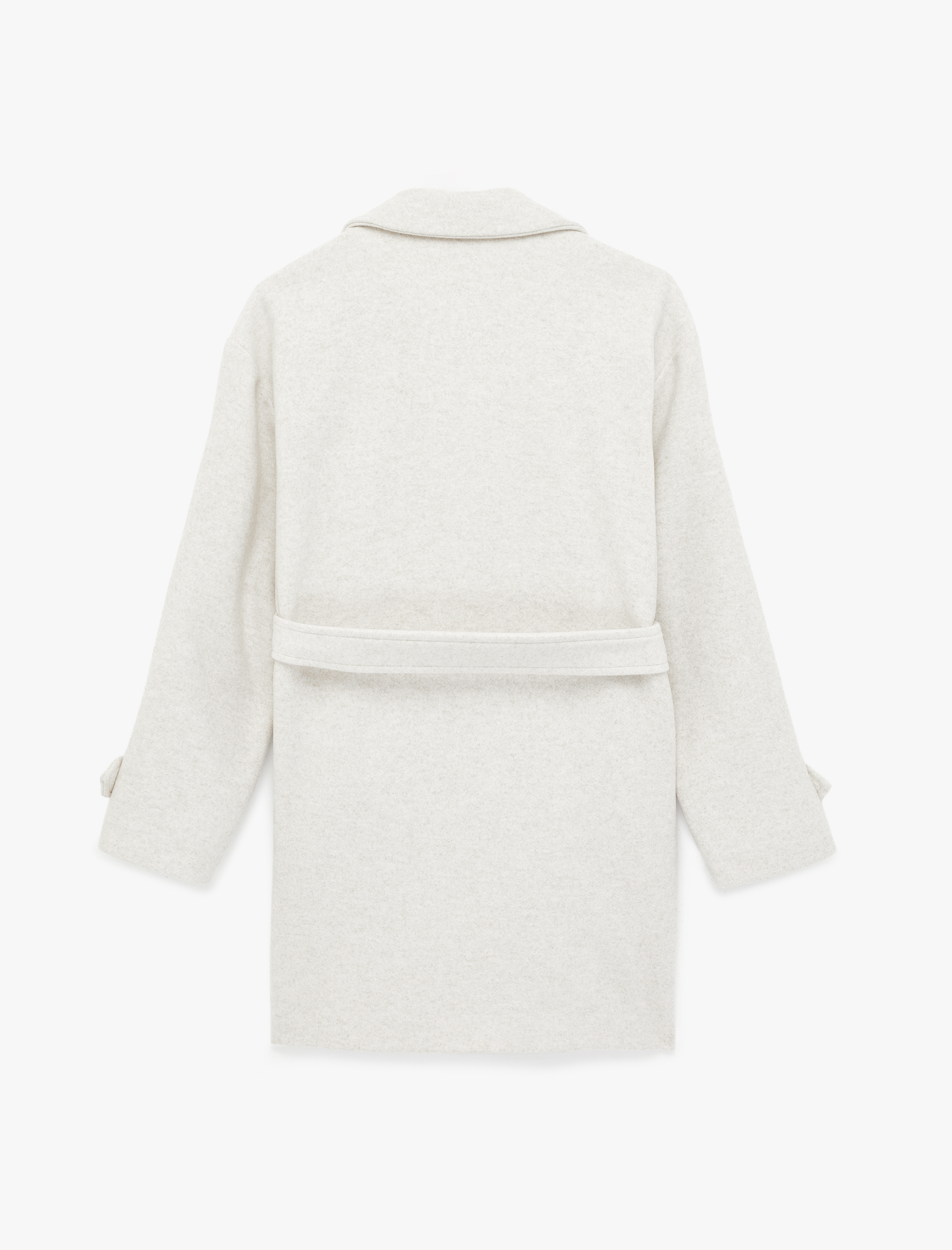   Uzun Kollu Cepli Kruvaze Kaşe Trenç Kaban