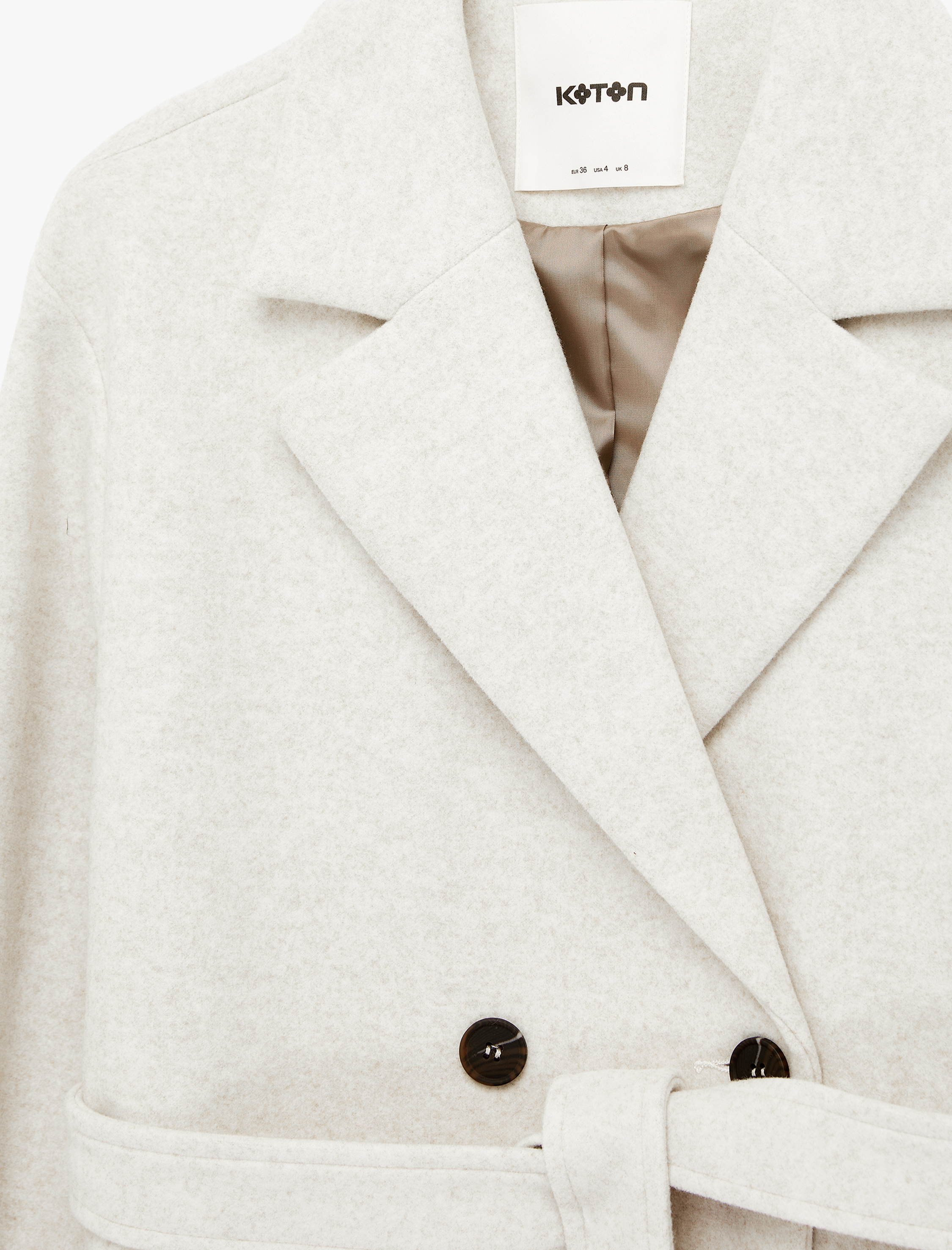   Uzun Kollu Cepli Kruvaze Kaşe Trenç Kaban