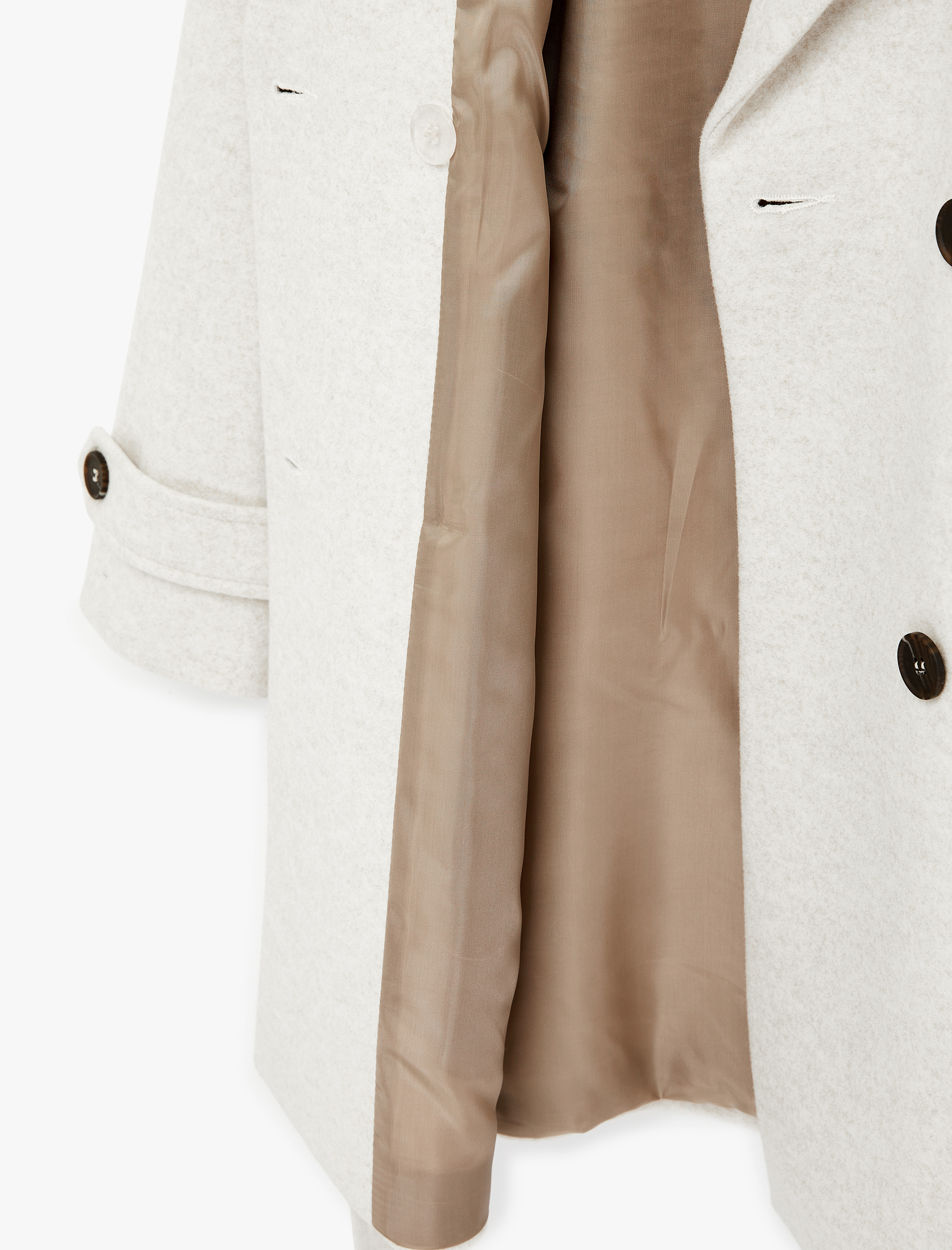   Uzun Kollu Cepli Kruvaze Kaşe Trenç Kaban