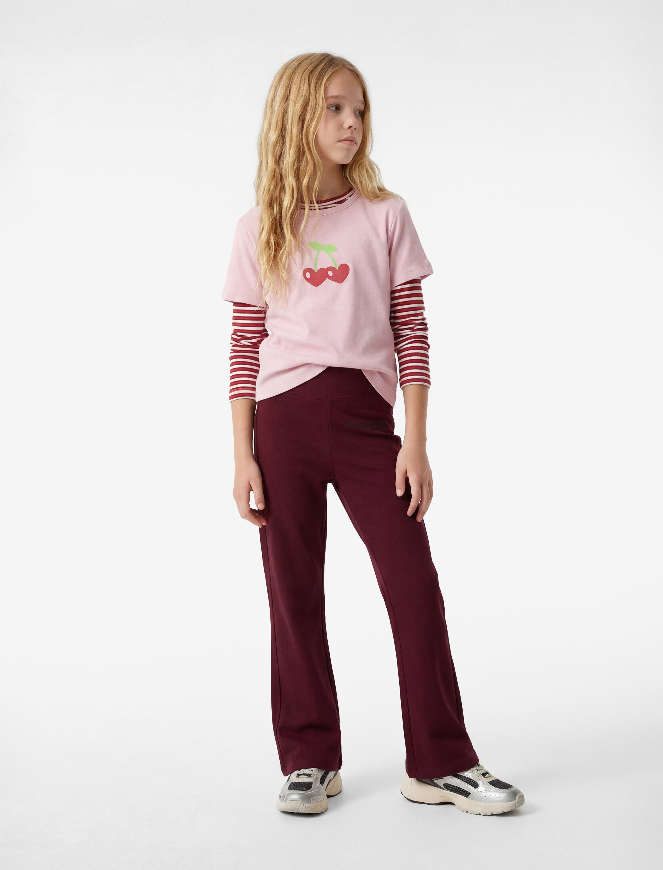  Kız Çocuk Pamuklu Slim Fit Nakış Detaylı İspanyol Paça Tayt