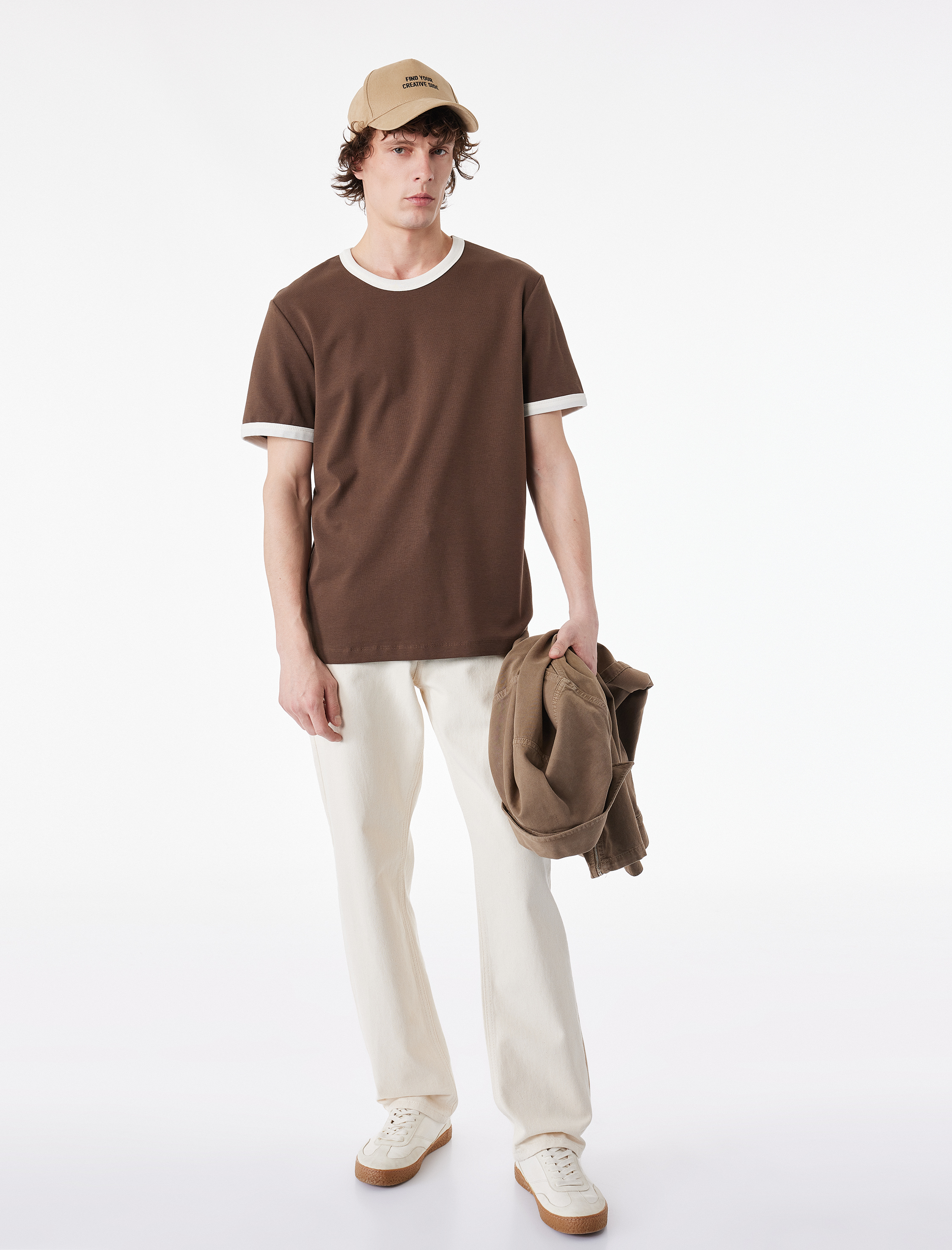   Kısa Kollu Biyeli Pamuklu Bisiklet Yaka Slim Fit Tişört