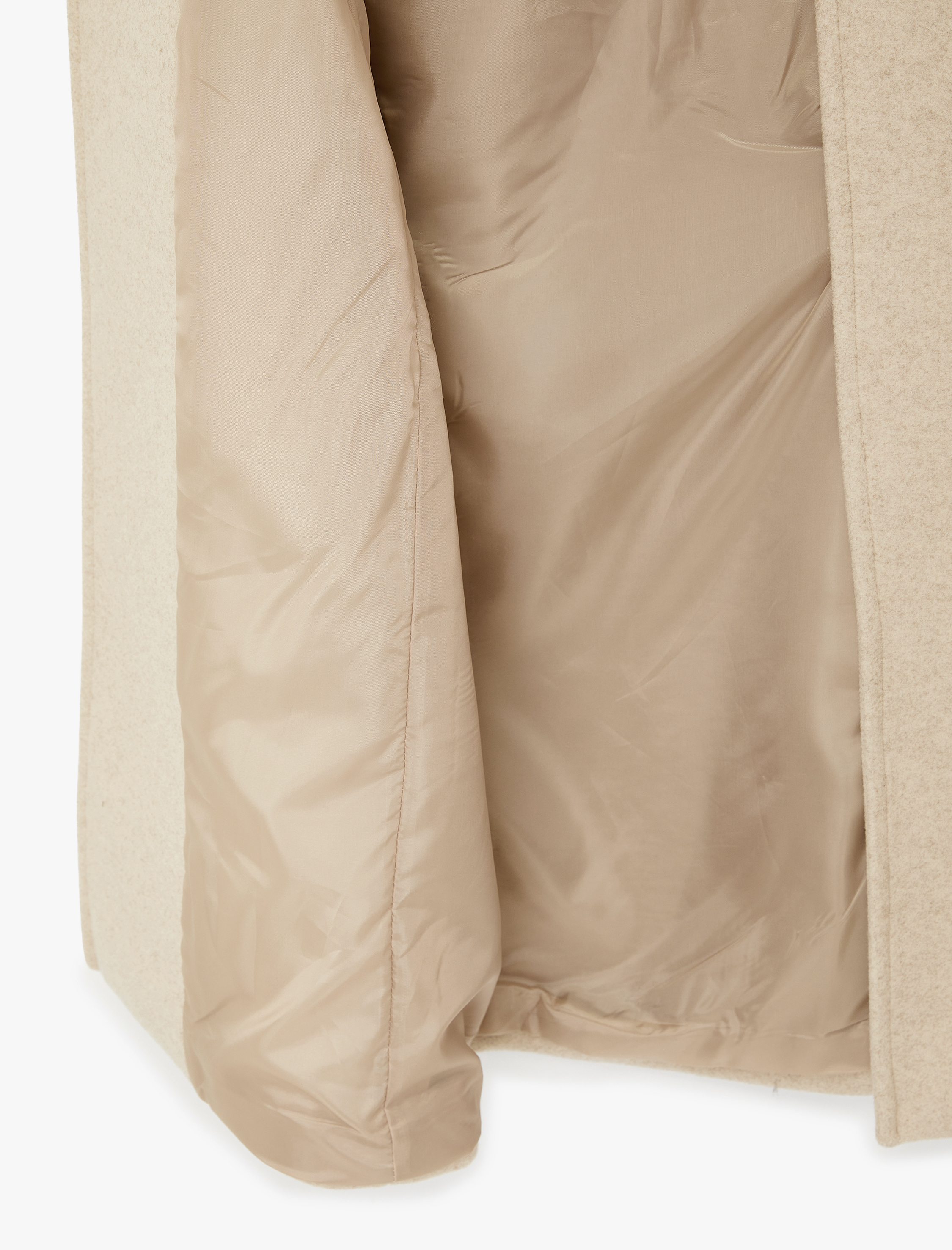   Uzun Kollu Düğmeli Cepli Kruvaze Atkılı Kaşe Kaban