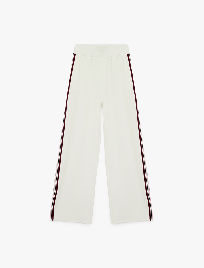  Yüksek Bel Rahat Kalıp Grogren Detaylı Spor Geniş Paça Eşofman Altı